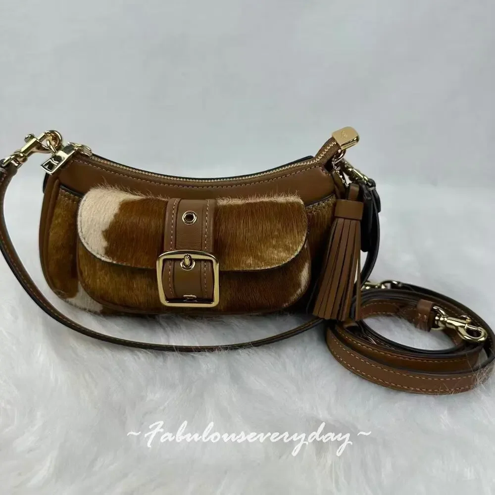 Coach Ashton Mini Shoulder Bag Crossbody In Haircalf With Cow Print CDX79 NWT